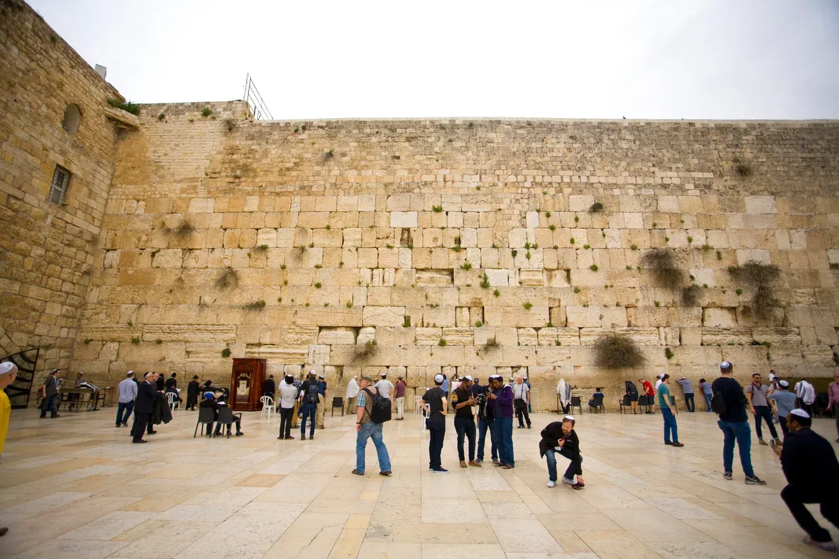 Worshippers and visitors at the Western Wall plaza during a Jerusalem Old City tour