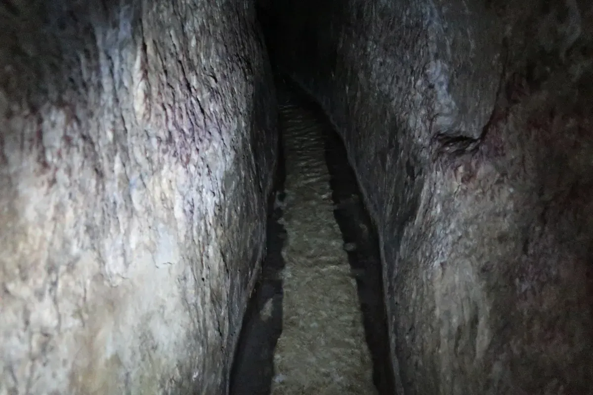 Water channel inside Hezekiah's Tunnel, south of the Old City of Jerusalem