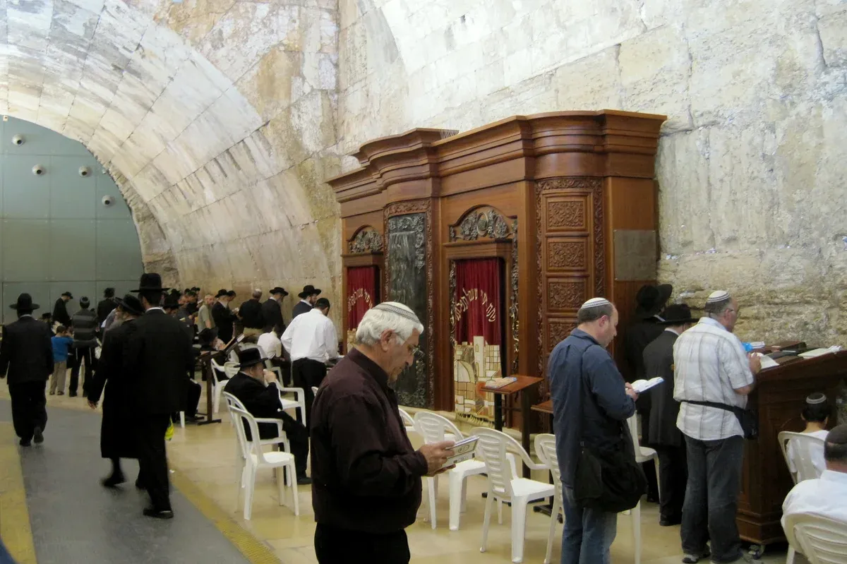 Vaulted hall at Wilson's Arch beside the Western Wall Tunnels in the Old City of Jerusalem